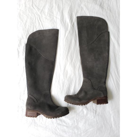 Lucky Brand LK-Harleen gray suede round toe knee high boots 8 - Picture 6 of 16